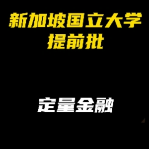 新加坡国立大学提前批：定量金融