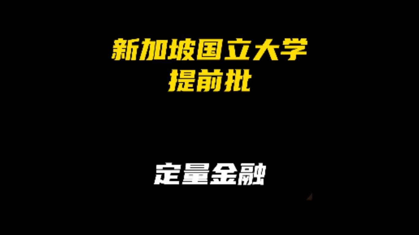 新加坡国立大学提前批：定量金融