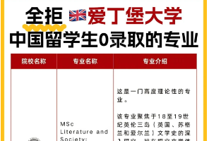 全拒！愛丁堡大學竟然有中國學生0錄取的碩士專業(yè)！